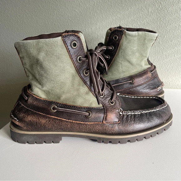 Sperry Top Sider Carson Brown Leather and Canvas Boots - Picture 1 of 10